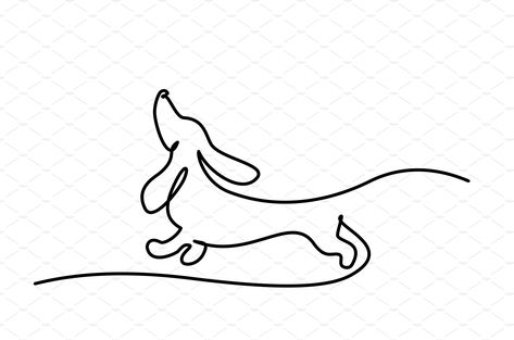 Daschund Tattoo Minimalist, Arte Dachshund, Small Dog Tattoos, Dachshund Tattoo, Puppy Sketch, Dog Memorial Tattoos, Running Design, Sketch Icon, Dog Running