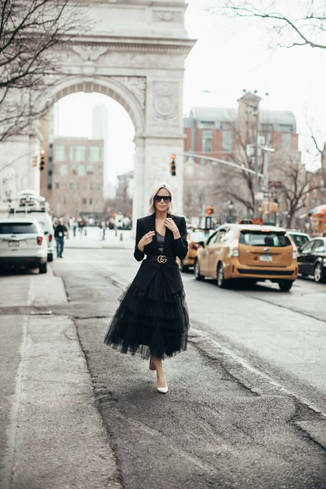 How to Style a Tulle Skirt Tutu Long Skirt Outfits, Black Tulle Skirt Photoshoot, Tulle Long Skirt Outfit, Tulle Midi Skirt Outfit Winter, Tulle Skirt Outfit 2023, Tiered Tulle Skirt Outfit, What To Wear With A Tulle Skirt, Black Tulle Skirt Outfit Formal, Tulle Skirt Winter Outfit