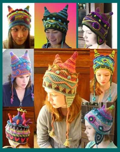 I have made many 2 pointed hats over the years.Every time I crocheted one I put it together in a different way. Last year I gave myself the ... Eclectic Wardrobe, Crochet Santa Hat, Crochet Hat Patterns, Funky Hats, Hippie Crochet, Yarn Hats, Crochet Santa, Crochet Knit Hat, Crazy Hats