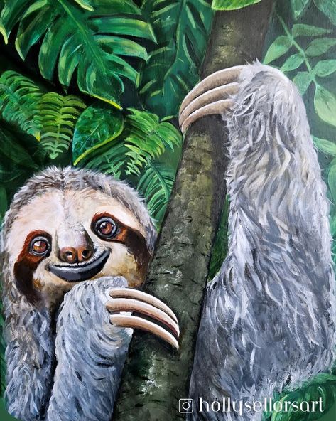 Mr Sloth is complete! The first of my 2024 exhibition pieces 🥰 I loved painting him so much! Size A2 Acrylic on Canvas Tag a friend who adores sloths! 🌿❤️ #SlothArt #AcrylicPainting #NatureInspired #ArtisticSloth #RainforestBeauty #SlowDown #HomeDecor #ArtLovers #WildlifeArt #CanvasCreations #HandcraftedArt #InstaArt #SlothLove #ChillVibes Sloth Painting, Sloth Art, Cute Sloth, Handcrafted Art, Wildlife Art, Love Painting, Tag A Friend, Sloth, Insta Art