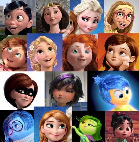 Todas as personagens femininas de animações Disney/Pixar da última década têm o mesmo rosto? Cell Animation, Pixar Animated Movies, 3d People, Disney Female Characters, Tumblr Cartoon, Disney Pixar Characters, Pixar Films, Disney Animated Movies, Female Cartoon Characters