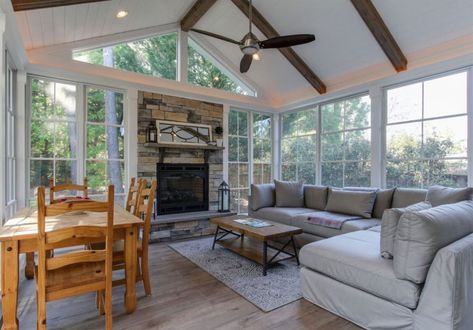 4 Season Sunroom Ideas, Great Room Addition, All Season Room, Family Room Addition, Three Season Porch, 4 Season Room, 3 Season Room, Screened Porch Designs, Four Seasons Room