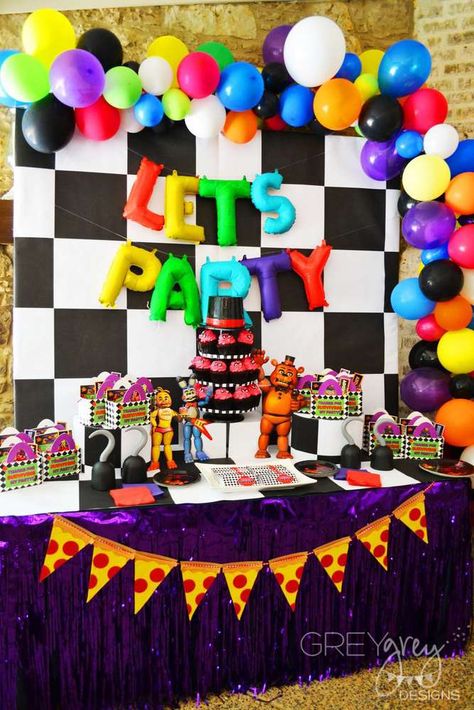 Fnaf Cakes Birthdays, Five Nights At Freddy's Birthday, Fnaf Cake, Boy Birthday Party Themes, 9th Birthday Parties, 10th Birthday Parties, 14th Birthday, 11th Birthday, 6th Birthday Parties