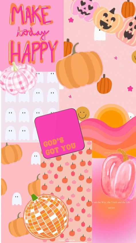 Preppy Halloween Wallpaper, Preppy Fall Wallpaper, Halloween Backrounds, Orange Preppy, Preppy Halloween, Pink Wallpaper Ipad, Iphone Wallpaper Preppy, Cute Backgrounds For Iphone, Fall Pink