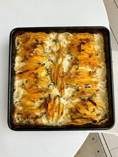 Starchy Sides, Squash Gratin, Butternut Squash Gratin, Winter Side Dishes, Sage Recipes, Vegetarian Thanksgiving Recipes, Baked Butternut Squash, Roasted Fennel, Vegetarian Thanksgiving