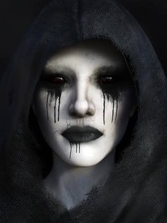 Horror Dpz, Reaper Makeup, Grim Reaper Makeup, Bout Makeup, Dark Reaper, Angel Makeup, Creepy Makeup, Grim Reaper Tattoo, Creepy Halloween Makeup