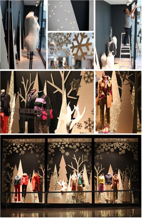 J.Crew Aficionada: Behind the Holiday Windows at J.Crew Anthropologie Windows, Display Visual Merchandising, Fashion Window Display, Vitrine Design, Pottery Place, Anthropologie Christmas, Merchandising Ideas, Store Window Display, Christmas Window Display