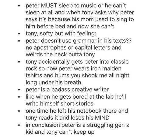 Gen Z Peter Parker, Spiderman Headcanon, Avengers Headcanon, Marvel Headcannons, Irondad Spiderson, Superfamily Avengers, Marvel Headcanon, Bad Language, Green Ivy