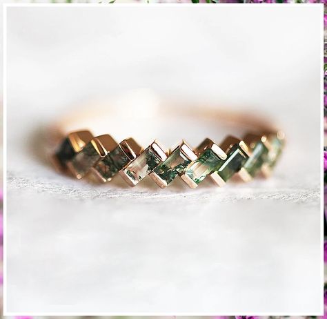 Wedding Bands - Psst: Whatever you are looking for, buy it from here IMMEDIATELY!! Green Wedding Band, Slytherin Jewelry, Agate Wedding Ring, Alternative Wedding Bands, Agate Wedding, The Bling Ring, Moss Agate Ring, Alternative Engagement Rings, Original Jewelry