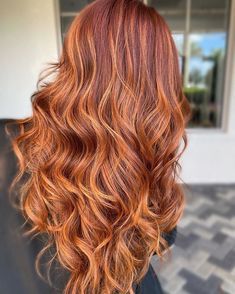 Dark Orange Hair With Highlights, Ginger Hair With Orange Highlights, Red Pintura Highlights Curly, Cooper Hair With Highlights Colour, Ginger Hair With Dimension, Ginger Hair With Dark Highlights, Copper Hair With Dimension, Copper Ginger Hair Color, Blonde And Red Balayage