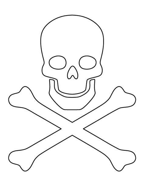 Skull and crossbones pattern. Use the printable outline for crafts, creating stencils, scrapbooking, and more. Free PDF template to download and print at http://patternuniverse.com/download/skull-and-crossbones-pattern/ Paper Mask Template, Skull Template, Printable Outline, Coloring Crafts, Simple Skull, Pirate Crafts, Skull Stencil, Easy Halloween Decorations, Pirate Skull