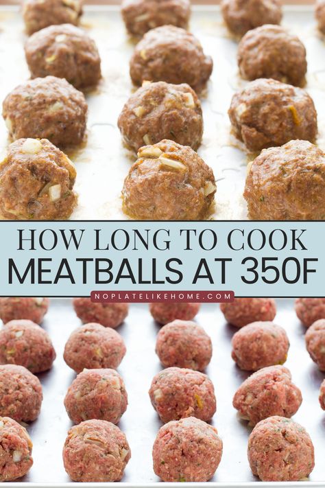 Find out how long to cook meatballs at 350 degrees in oven and much more about how to make homemade meatballs, easier ways to cook them, what to serve with them and common mistakes. Cooking Meatballs In Oven, Oven Meatballs Recipe, Making Meatballs, Baked Italian Meatballs, Oven Baked Meatballs, Ground Beef Meatballs, Turkey Meatballs Baked, How To Make Meatballs, Meatball Recipes Easy