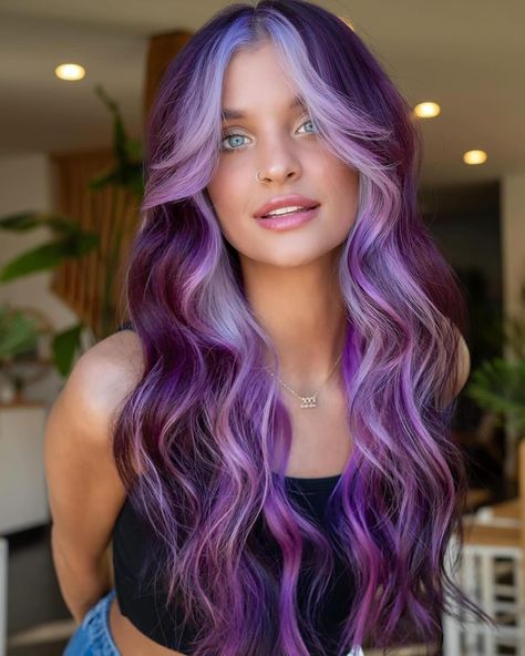 Hair Styels, Plum Hair, Violet Hair, Money Piece, Gorgeous Hair Color, Dyed Hair Inspiration, Hair Color Purple, Haircuts For Medium Hair, Trendy Hair Color