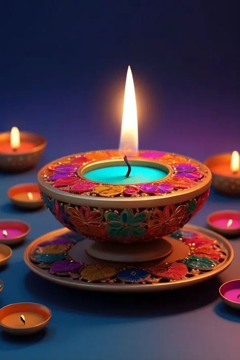 Diwali Magic: Bright Candles, Colorful Lights, and Happiness All Around royalty free stock photos Bright Candles, Art Party Cakes, Candles Colorful, Indian Holidays, Diya Stand, Diya Decoration Ideas, Diwali Candles, Party Cake Table, Diya Decoration