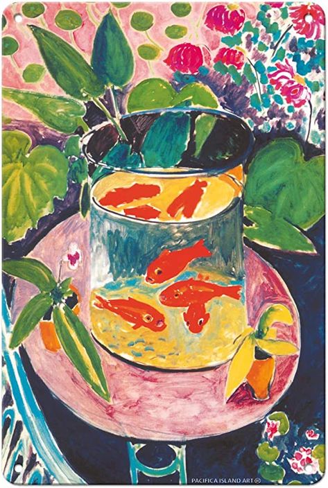 Amazon.com: Pacifica Island Art Goldfish- Henri Matisse - from an Original Color Painting by Henri Matisse c.1912-8in x 12in Vintage Metal Tin Sign: Posters & Prints Goldfish Poster, Goldfish Art, Matisse Paintings, Matisse Art, Island Art, Henri Matisse, Abstract Artists, Goldfish, Oil Painting On Canvas