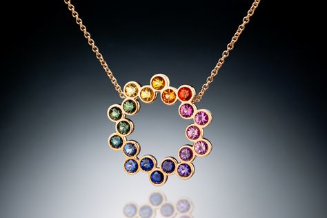 pendant 507 - rainbow sapphires in 18kt gold Rainbow Sapphires, Jewelry Design Inspiration, Rainbow Jewelry, Purple Jewelry, Fancy Jewellery, Blue Ombre, Jewellery Designs, Eternity Band, Eternity Bands