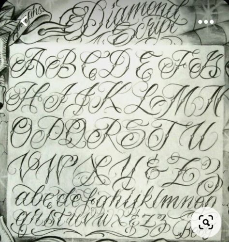 Chicano Lettering Alphabet, Chicano Writing Lettering, Chicano Cursive Lettering, Chicano Script Lettering, Cursive Tattoo Letters, Chicano Tattoos Lettering, Calligraphy Tattoo Fonts, Fonts For Logos, Cursive Tattoo