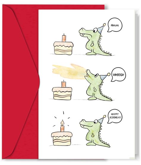 PRICES MAY VARY. Hilarious Birthday Card: It humorously tries to blow out the birthday candle with its fire breath, adding a playful and light-hearted touch. When your family, friends, or lovyer open it, they will all have a big smile on their face and will have an unforgettable memory. Give them a card they'll talk about for years! Will Receive: Made from premium 300gsm thick white cardstock x 1 (Other<200)., 250 gsm thick envelope x 1 (0ther<100) Blank Inside: Fill them with your interesting i Cute Birthday Card Ideas For Your Mom, Bday Cards For Uncle, Funny Bday Cards For Brother, Bday Cards For Sister, Silly Birthday Cards, 21 Birthday Card, Birthday Card Balloons, Fall Birthday Card, Best Friend Brother