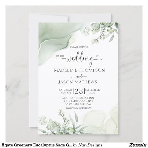 Wedding Invitation Cards Eucalyptus, Green Wedding Cards Invitation, Sage Green And White Wedding Invitations, Sage Green Invitation Template, Green Invitation Wedding, Wedding Invitations Sage Green, Wedding Card Green, Wedding Invitation Sage Green, Sage Green Wedding Invitations