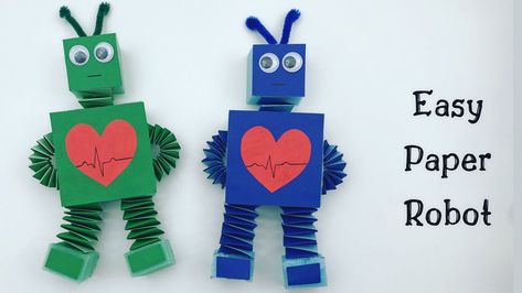 Paper Robot Craft / How to Make Robot With Paper At Home / Paper Craft / Moving Paper Toy | paper, toy, robot | Paper Robot Craft / How to Make Robot With Paper At Home / Paper Craft / Moving Paper Toy #craft #papercraft #toys | By Crafty Cart - Facebook Paper Robot, Make A Robot, Robot Craft, Recycled Robot, Nursery Crafts, Papercraft Ideas, Diy Robot, Craft Easy, Kindergarten Crafts