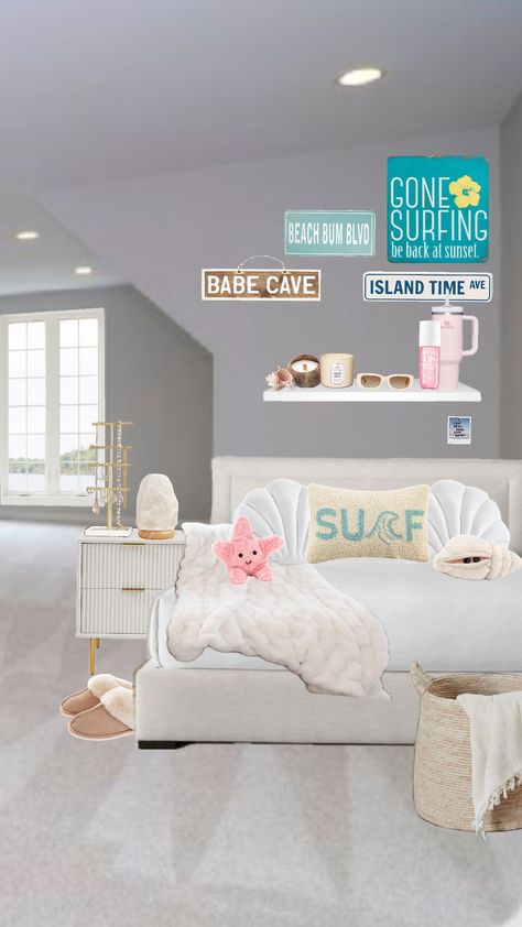 Beachy room!!!🧸🌺 #bedroom #room #beachroom #beach #summer #outfit #outfitinspo #preppy #Stanley #aesthetic #beauty #fashion #vibes #surf #surfing #fit #jewelry #bikini #ocean #cleangirl #clean #cleangirlaesthetic #preppy #soldejanerio Stanley Aesthetic, Preppy Stanley, Preppy Room Aesthetic, Beachy Room, Preppy Beach, Babe Cave, Beach Room, Fashion Vibes, Girly Room