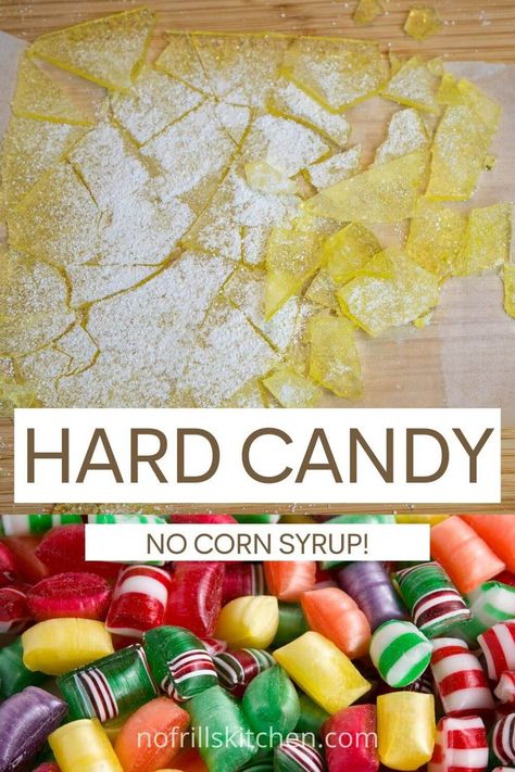 This hard candy recipe is easy to make and super delicious - and it doesn't use any corn syrup! this makes the perfect homemade gift for the holidays. Homemade Hard Candy Recipes, Christmas Hard Candy Recipes, Simple Candy Recipes, Easy To Make Candy, Natural Candy Recipes, How To Make Hard Candy, Easy Fun Dessert Recipes, Diy Hard Candy, Corn Syrup Candy