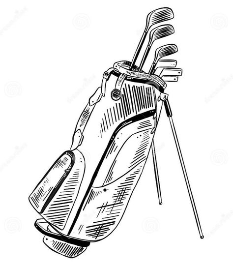 Golf Tattoo, Golf Pictures, Bag Illustration, Drawing Bag, Golf Gloves, Golf Bag, Urban Sketching, Boy Art, Golf Bags