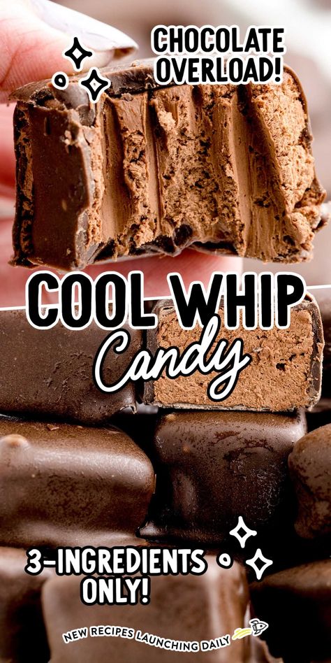 See’s Candy Recipes, Handmade Candy Recipes, Cool Whip Candy Recipe, Coolwhip Dessert Recipes, Cool Whip Candy, Cool Whip Recipes, Recipes With Cool Whip, Candy Bar Recipe, Easy Candy Recipes