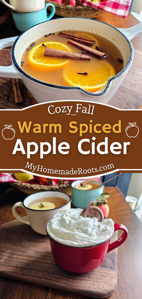 Warm up your autumn days with this Cozy Fall Spiced Apple Cider! Bursting with the flavors of cinnamon, ginger, and cloves, this delightful beverage is perfect for crisp evenings and gatherings with friends and family. Serve it steaming hot for a nostalgic treat that brings the essence of fall to your home. #AppleCider #FallDrinks #CozyVibes #AutumnRecipes #HomemadeGoodness Autumn Cider Recipe, Homemade Spiced Apple Cider, Hot Apple Cider Recipe Stovetop, How To Make Spiced Apple Cider, Dutch Oven Apple Cider, Apple Cider Cinnamon Drink, Warm Spiced Apple Cider, Spiced Hot Apple Cider, Apple Cider Holiday Drink