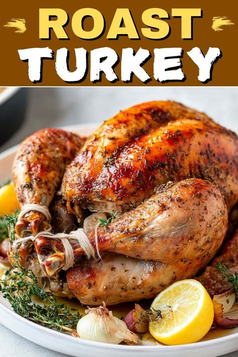 This classic roast turkey recipe is perfect for holidays, dinner parties, or any gathering! Seasoned with garlic and fresh herbs, you can't go wrong with this timeless recipe. Dry Brine For Turkey, Brine For Turkey, Brined Turkey Breast, Dry Brine Turkey, Dry Brine, Moist Turkey, Turkey Brine Recipes, Roast Turkey Recipes, Turkey Brine