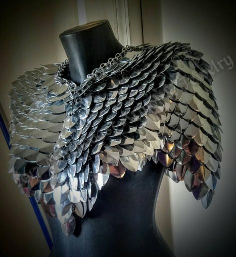 Scale Mail Cosplay Larp Armored Mantle | Etsy Armor Jewelry, Dragon Scale Armor, Breast Plate, Stainless Steel Collar, Scale Tattoo, Scale Mail, Wonder Woman Cosplay, Larp Armor, Cosplay Armor