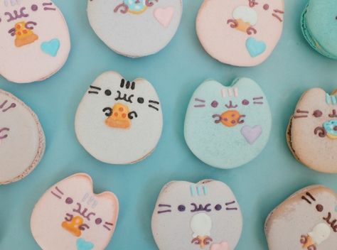 Pusheen Macarons Recipe - Food.com Cake Bars Recipe, Macarons Recipe, How To Make Macarons, Doughnut Recipe, Macaron Recipe, Box Cake Mix, Cookie Frosting, Vanilla Frosting, Brownie Bar