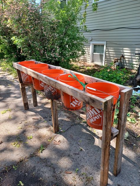 Raised Garden Beds Buckets, Diy 5 Gallon Bucket Planter, Diy Bucket Garden Stand, Garden Bucket Stand, Home Depot Bucket Planter, 5gallon Bucket Garden, Bucket Planters 5 Gallon, Garden Buckets Planters, 5 Gallon Bucket Garden Stand