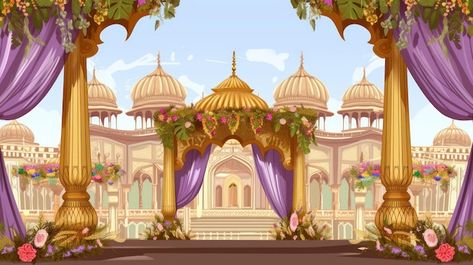 Indian Wedding Mandap Illustration, Wedding Mandap Illustration, Mandap Illustration, Indian Wedding Mandap, Science Clipart, Wedding Boards, Anime Pixel, Mughal Art Paintings, Doodles Art