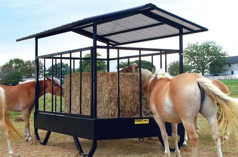 Tired of wasting hay? Try a hay saver feeder from Farmco Horse Feeders, like the 610H model! It's designed to accommodate round bales and save you money! Round Bale Feeder For Horses, Pasture Hay Feeder For Horses, Horse Round Bale Feeder, Horse Hay Feeders, Round Bale Hay Feeder, Diy Hay Feeder, Round Bale Feeder, Cattle Facility, Hay Feeder For Horses