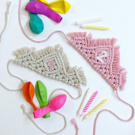 Hang Me U.P. — Home Macrame Birthday, Macrame Crown, Macrame Projects Ideas, Diy Birthday Crown, Diy Macrame Earrings, Broome Western Australia, Macrame Headband, Birthday Crowns, Plant Hanger Macrame