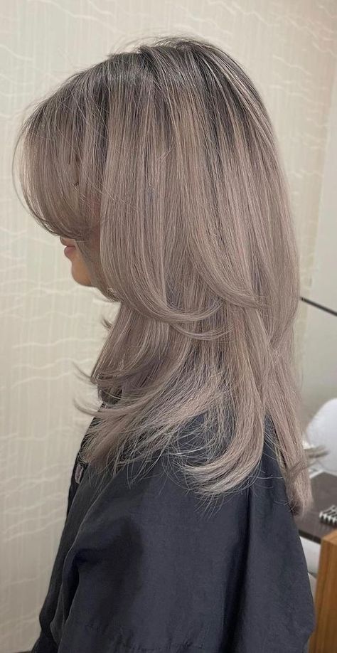 Hair Color Ideas: 29 Brilliant Shades for Stylish Women Ashy Brown Grey Hair, Short Grey Brown Hair, Off White Hair Color, Gray Shadow Root, Blonde Silver Hair Color Ideas, Ashy Gray Brown Hair, Ash Blonde Layered Hair, Gray Dyed Hair, Grey Ash Blonde Hair