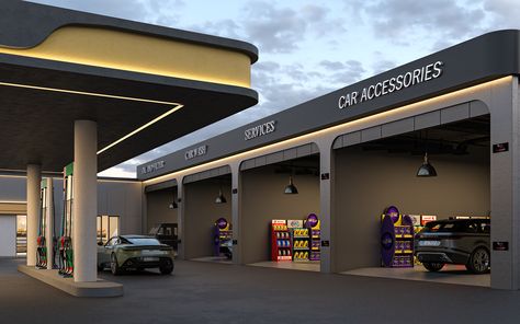 GAS STATION :: Behance Petrol Station Design, Oil Company Logos, محطة وقود, Self Service Car Wash, Car Showroom Design, Architecture Jobs, Car Wash Business, Grocery Store Design, Car Station