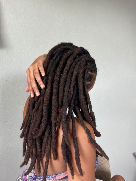 Thick Dreads Black Women, Big Locs Black Women, Medium Thick Locs, Dread Locs Black Women, Thick Loc Styles, Long Thick Locs, Thick Locs Styles, Thick Locs On Black Women, Layered Locs