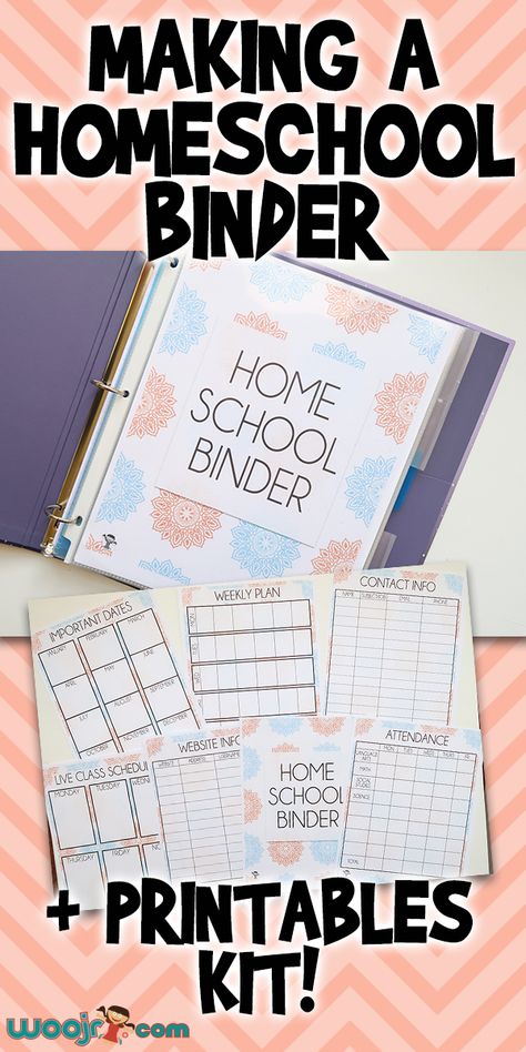 Making A Homeschool Binder & Printables Kit | Woo! Jr. Kids Activities Preschool Homeschool Binder, Homeschool Student Binder, Homeschool School Portraits, Home School Planner Free, Homeschool Tracker Free Printable, Homeschool Portfolio Printables Free, Homeschool Binder Printables Free, Homeschool Grade Sheet Printable, Morning Binder Free Printables