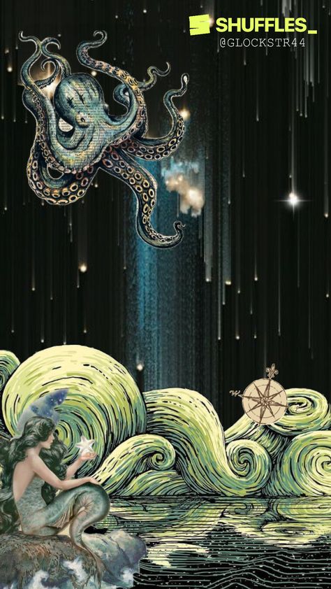 Created by glockstr44 on Shuffles Fantasy Wallpaper Magic, Octopus Wallpaper, Fantasy Wallpaper, Beautiful Sea Creatures, Sea Creatures, Octopus, Surrealism, Mermaid, Created By