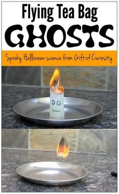 Flying tea bag ghosts! A fun #Halloween #STEM activity for kids! Science Halloween, Halloween Science Activities, Halloween Stem Activities, Halloween Stem, Uhyggelig Halloween, Halloween Science, Ghost Gifts, Stem Activity, Kid Experiments