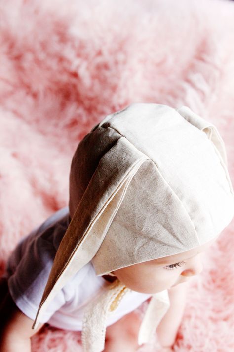 Bunny  Bonnet Tutorial | DIY Baby Bonnet | Easter Baby Bonnet | Bonnet Tutorial | Bunny Bonnet | How to Make a Baby Bonnet | Free Baby Bonnet Tutorial || See Kate Sew #sewingtutorial #diybaby #easterbonnet #seekatesew Bonnet Sewing Pattern Free, Bunny Hat Diy, Baby Bonnet Pattern Free Sewing, Bunny Bonnet Pattern, Baby Bonnet Pattern Free, Diy Bonnet, Baby Clothes Diy, Bonnet Tutorial, Diy Bunny Ears