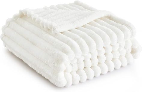 Bedsure Super Soft Throw Blanket, Room Decor Fleece Blankets, Fuzzy Fluffy Plush Flannel Home Decor Blanket for Couch, Bed, Sofa, Decorative Throw Blankets Gifts, 50x60 Inches, Stripe Textured : Amazon.ca: Home White Throw Blanket, Fuzzy Blanket, Coastal Granddaughter, White Throws, Blanket For Couch, Small Blankets, White Fleece, Cooling Blanket, Nap Blanket