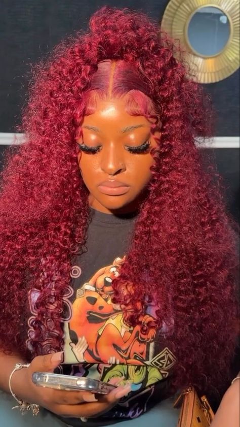 Red Hair Pink Outfit, Dramatic Edges, Hair Tea, Frontal Wig Hairstyles, Creative Hair Color, Wig Install, Feed In Braids Hairstyles, Mega Hair, Girls Hairstyles Braids