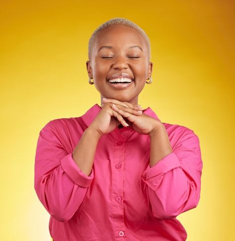 Photo happy cute and black woman laughin... | Premium Photo #Freepik #photo #laughing #happy #joy #happy-african Happy Mood Pics, Happy Images Pictures, Happy People Pictures, Happy Woman Portrait, Female Modeling Poses, Smiling Lady, Happy Lady, Student Images, People Smiling