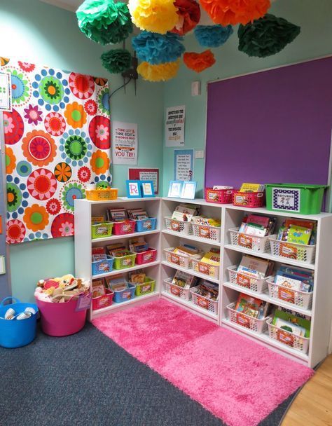 Ideas For Kindergarten Classroom, Home Daycare Rooms, Preschool Classroom Setup, Daycare Setup, Reading Corner Classroom, Daycare Rooms, Ideas For Kindergarten, Daycare Decor, Daycare Design