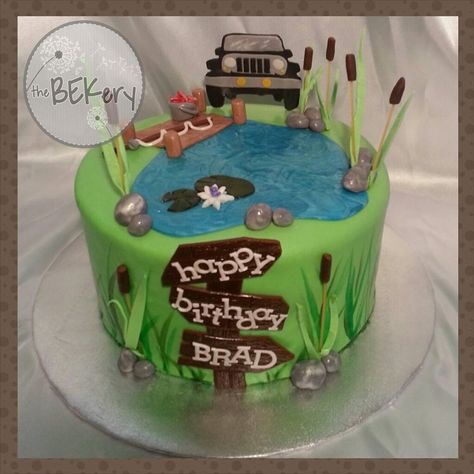 Fishing Theme Cake, Fishing Cakes, Fisherman Cake, Fish Cake Birthday, Fishing Cake, Fish Birthday, Cakes To Make, Dad Birthday Cakes, Dads Birthday