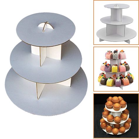 PRICES MAY VARY. This item with 1pc rounded 3 tier cardboard cupcake tower. Top tier is 7.25" Diameter. Middle tier is 9.5" Diameter. Bottom tier is 12" Diameter White Cardboard Tiers (DIY CUPCAKE STAND!). Great for baby showers, weddings, parties, bakeries, food display, graduation parties, and bridal showers Cardboard Cake Stand, Cardboard Cupcake Stand, Dessert Tower, Beer Cupcakes, Rustic Cupcake Stands, Cardboard Cake, Birthday Cake Stand, Platter Food, Diy Cupcake Stand