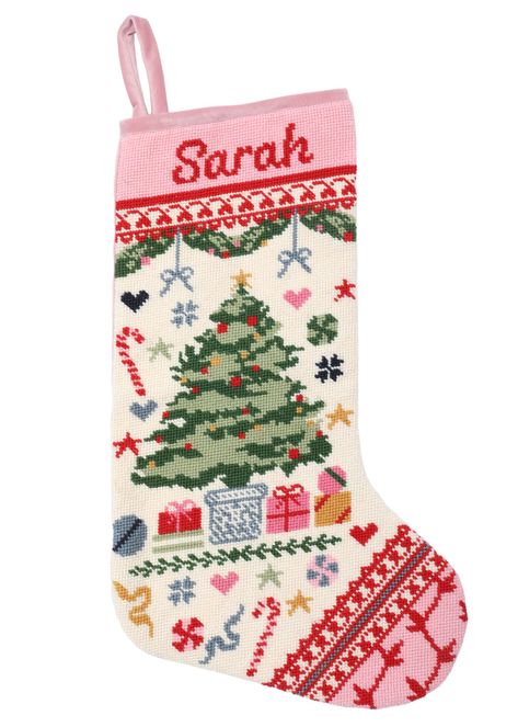 Needlepoint Stockings, Needlepoint Christmas, Embroidered Name, Stocking Tree, Wool Thread, Christmas Vibes, Bridal Fashion Week, Home Candles, Rings For Girls